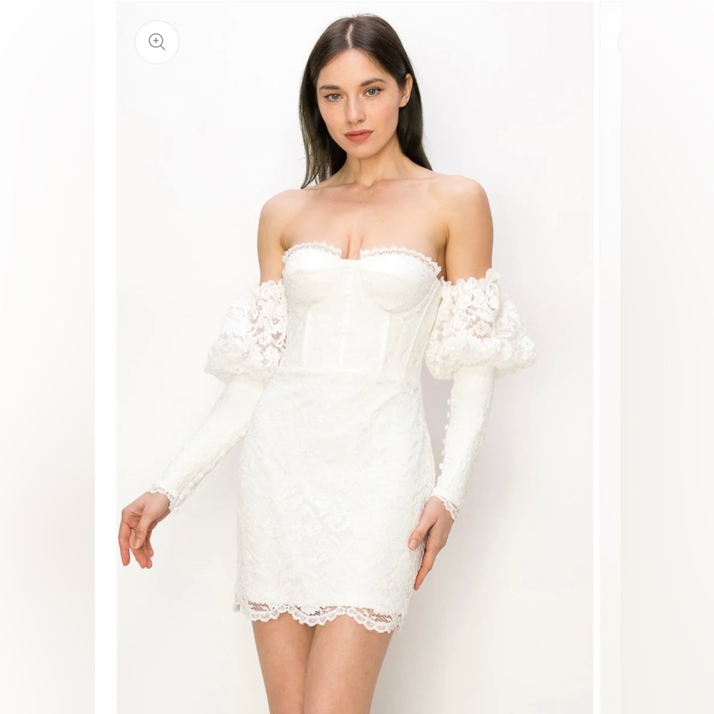 Lace bustier mini dress